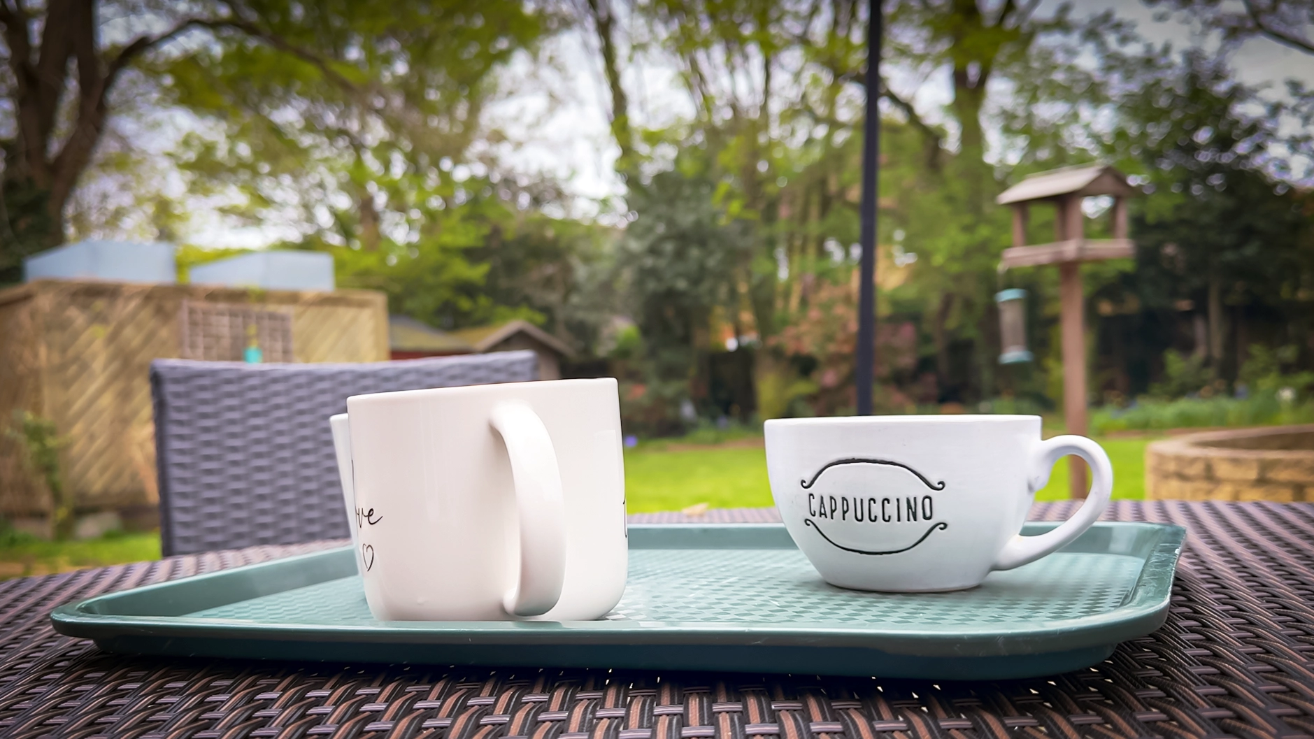 Relaxing outdoor courtyard terrace for residential care residents